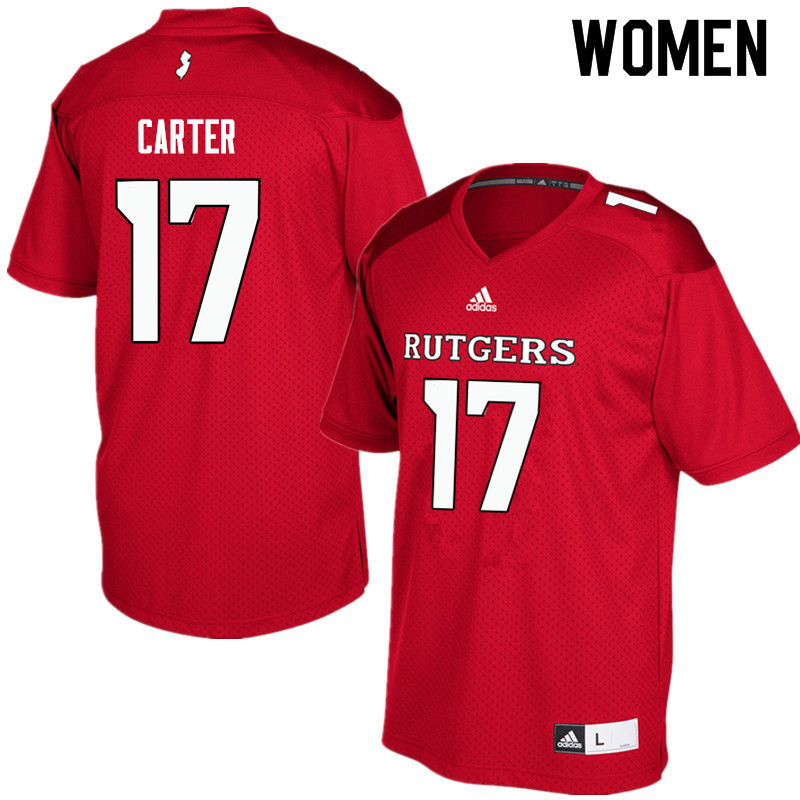 Women #17 McLane Carter Rutgers Scarlet Knights College Football Jerseys Sale-Red